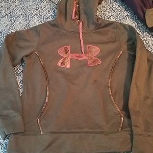 Grey and pink camo under armour hoodie